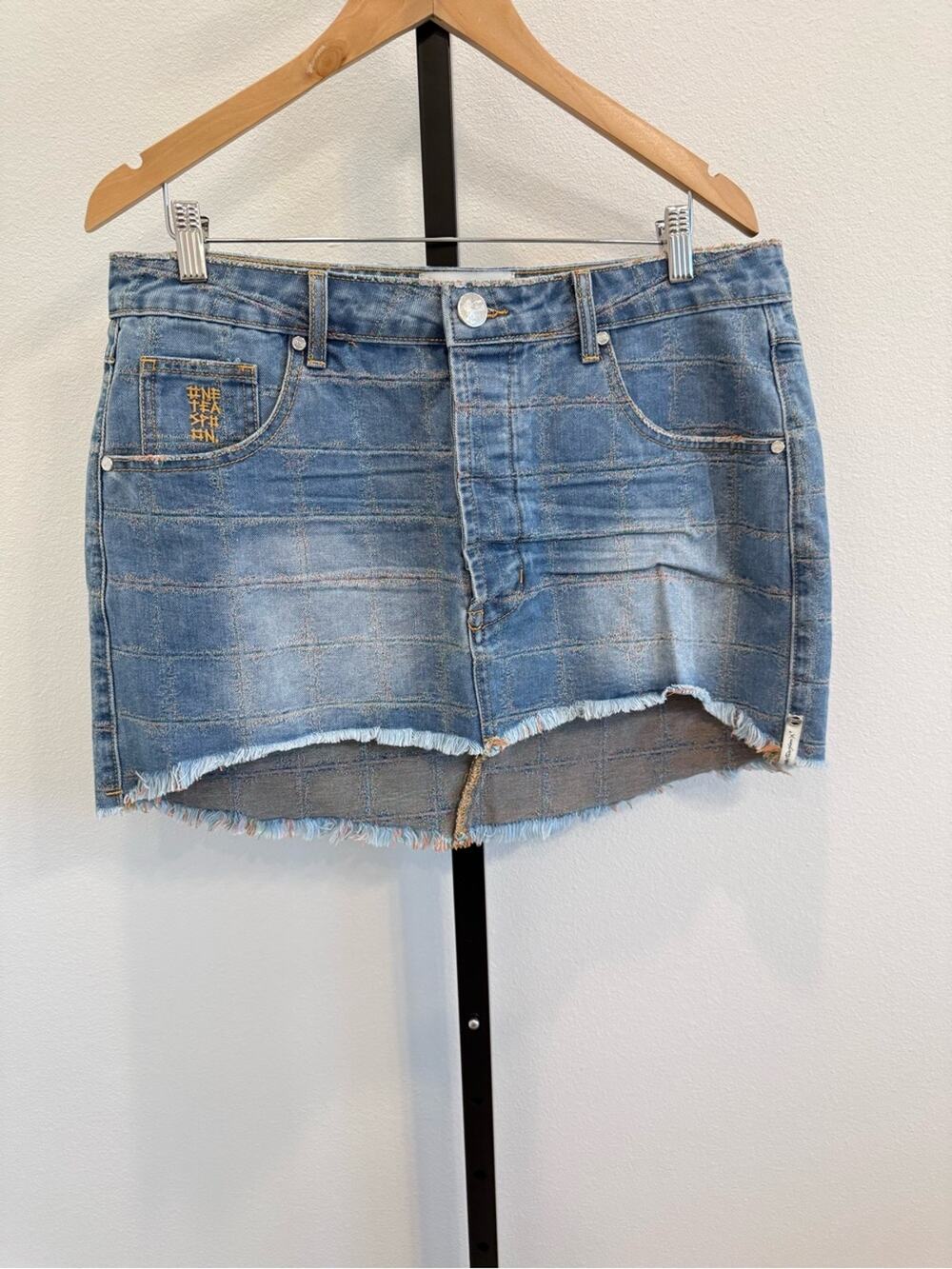 NWT One Teaspoon Junkyard Mini Skirt in Tropical Blue Free People Sz 31 Boho